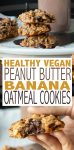 Nine ingredients and less than 30 minutes to incredible healthy peanut butter banana oatmeal cookies. Crispy edge and melt in your mouth middle, perfect for breakfast or a healthy snack! #vegandessertrecipes #healthysnacks