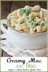 Creamy vegan pasta alfredo sauce and peas