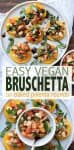 This easy bruschetta recipe is the perfect vegan appetizer you can throw together in minutes! It's gluten free, flavorful and has an extra bonus of added protein! #veganappetizers #easybruschetta