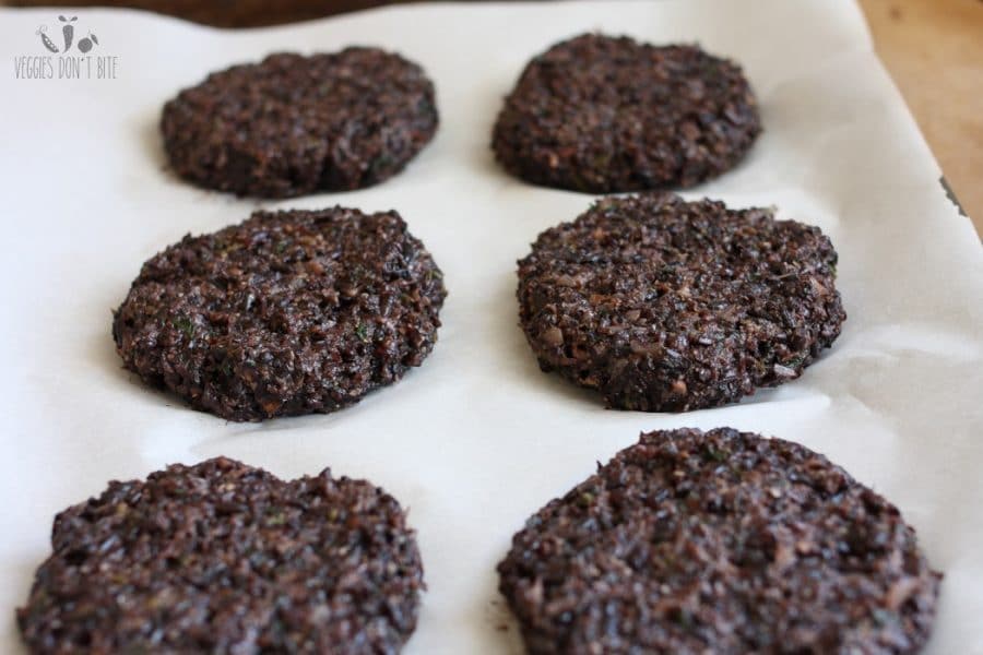 Portobello black rice burger with miso balsamic arugula