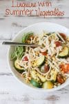 Linguine with corn, tomatoes, zucchini, kale and rosemary