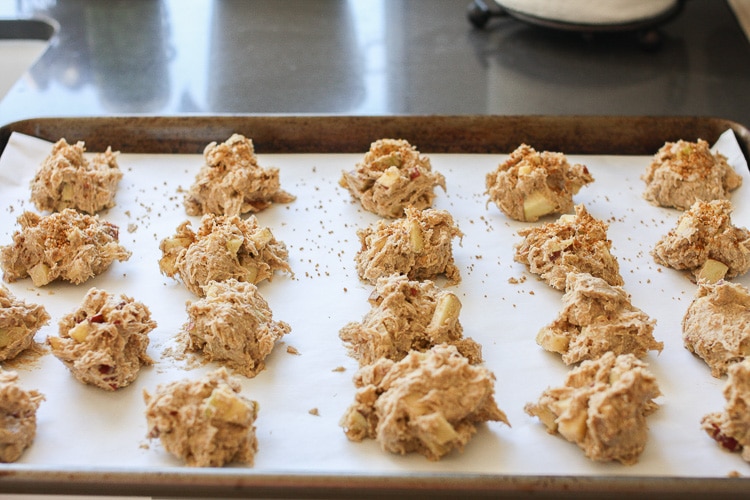 A tray of Apple Cinnamon Date Muffin Scones fresh out of the oven