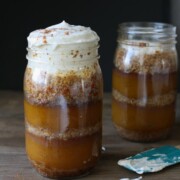 Raw or Baked Layered Pumpkin Caramel Pie in a Mason Jar