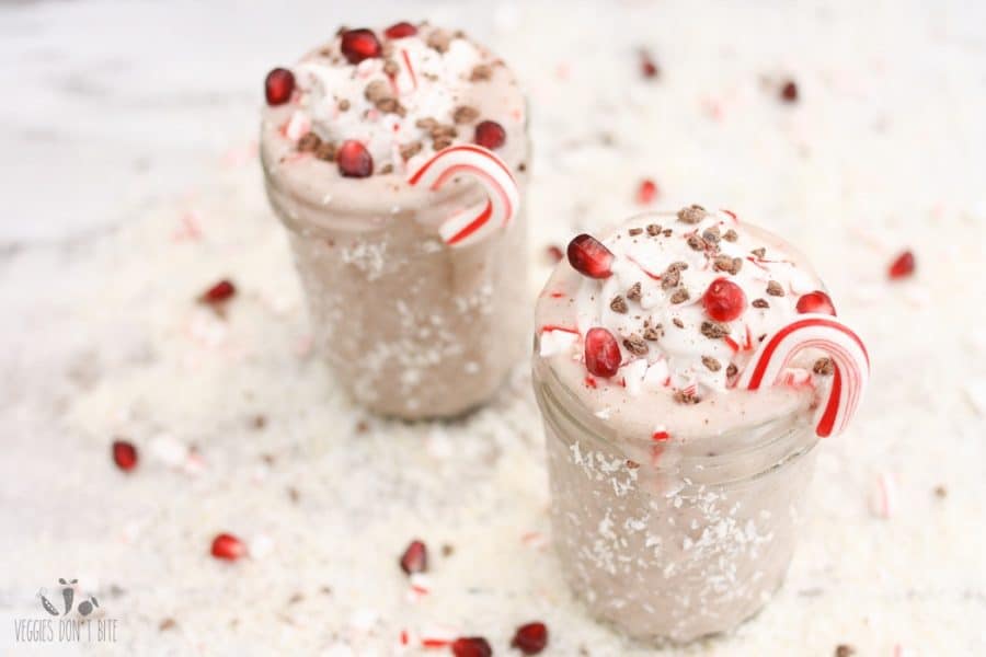 Chocolate covered candy cane milk shake 