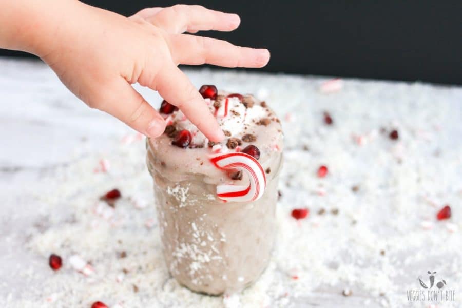 Chocolate covered candy cane milk shake 