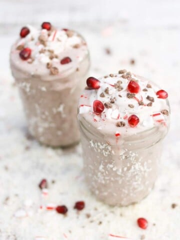 Chocolate covered candy cane milk shake