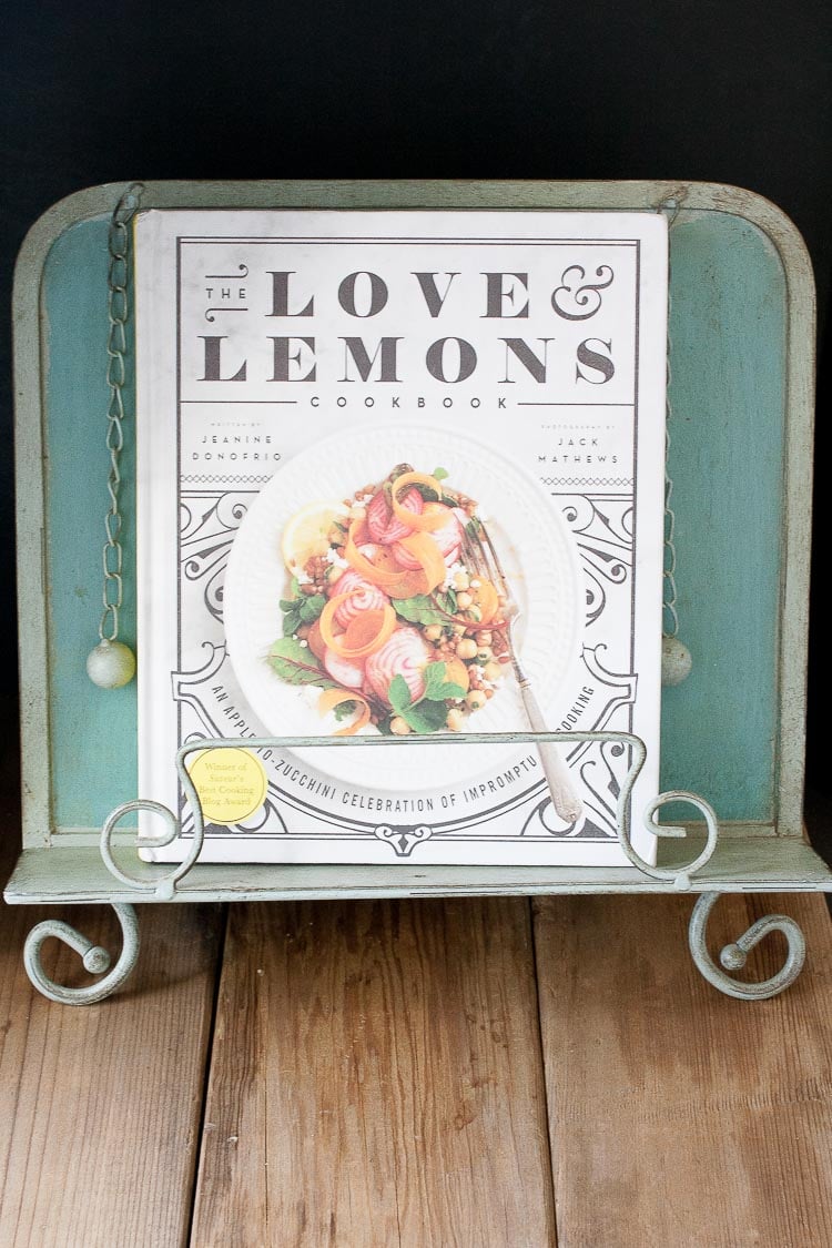 A side shot of a love and lemons cookbook