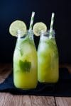 Fresh anti-inflammatory juice in two bottles with straws