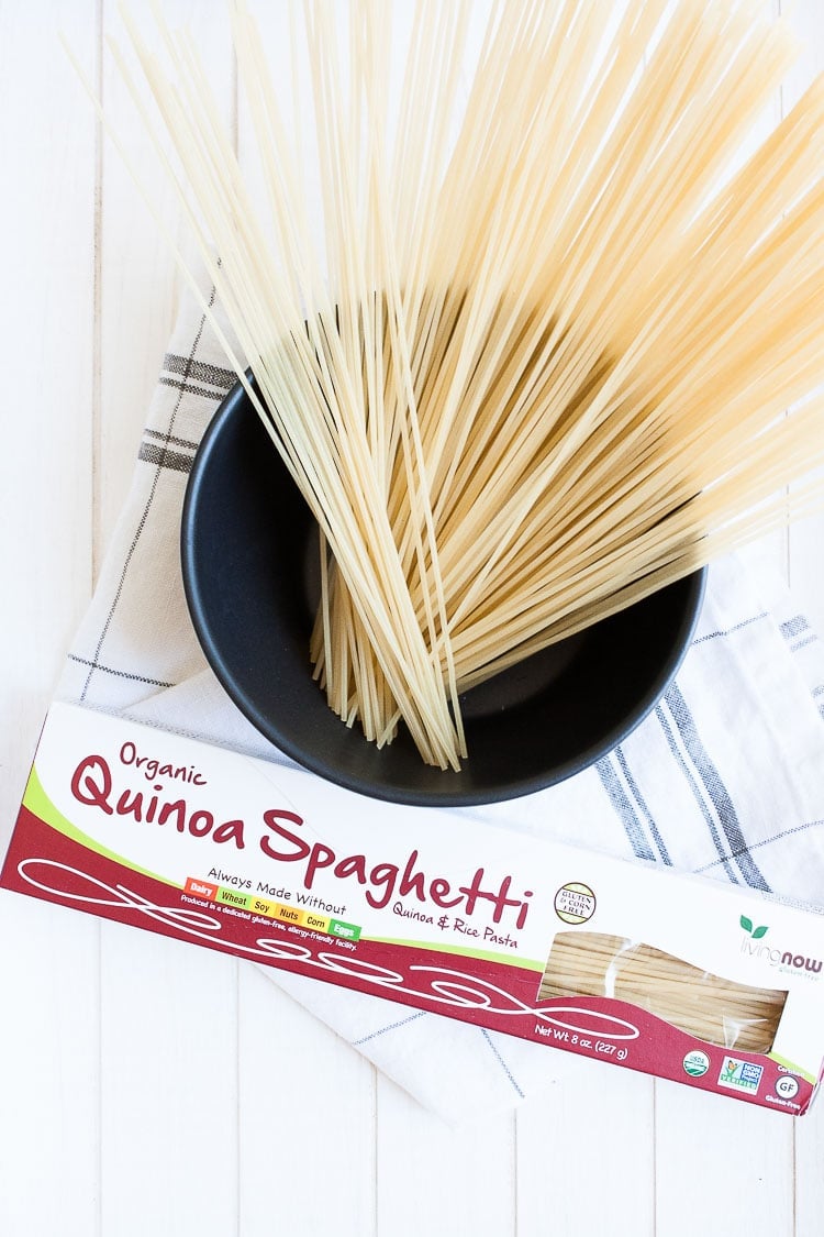 Quinoa spaghetti in a large pot