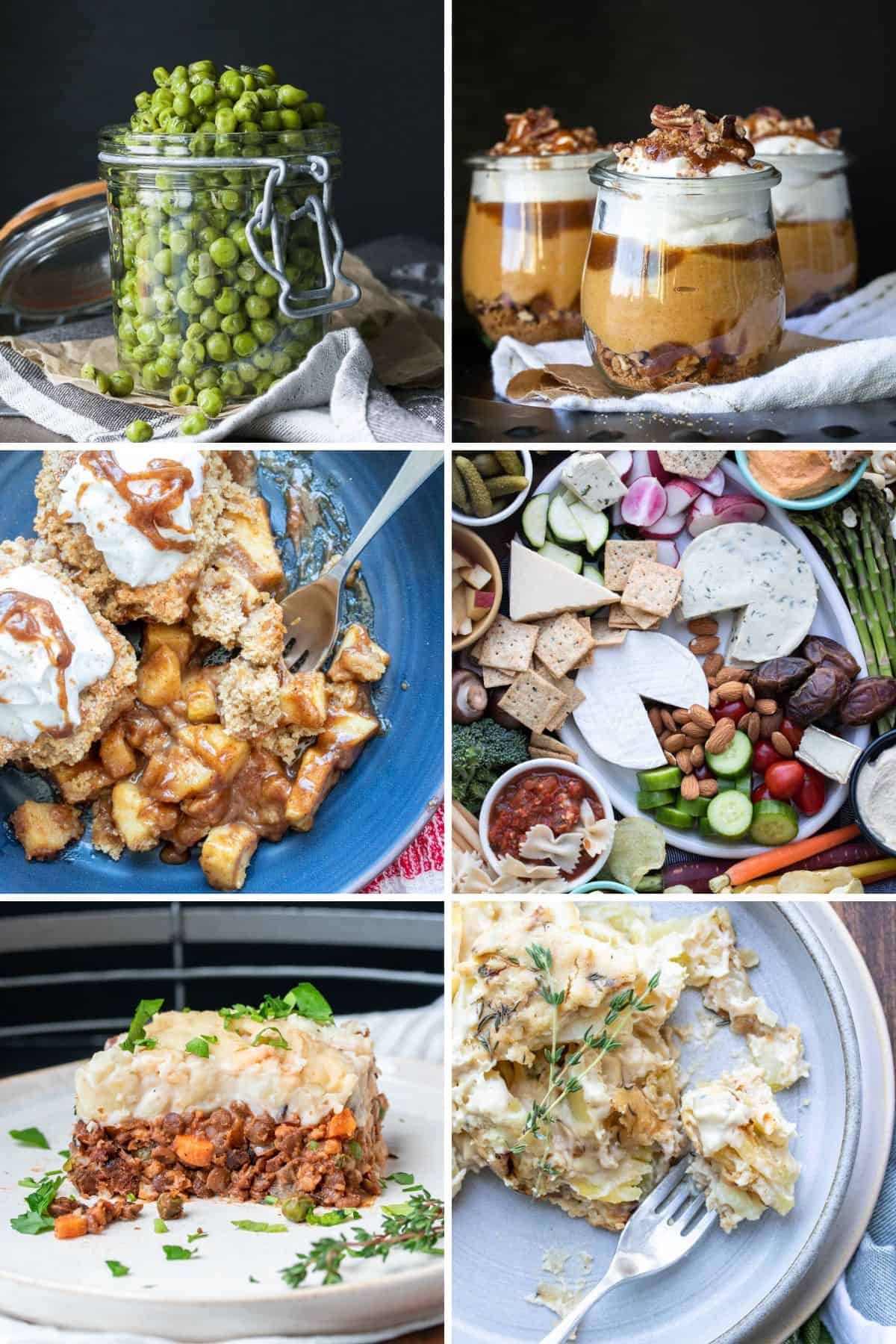 A collage of different recipes you can make for Thanksgiving.