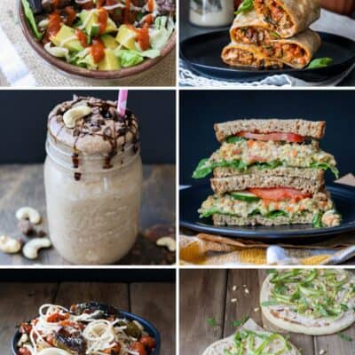 collage of 7 day weekly meal plan breakfast, dinner and dessert