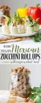 Pinterest pin for raw zucchini roll ups and veggie walnut "meat"