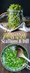 Peas with Scallions and Dill. 5 ingredients to your next favorite side dish! Whether it's the holidays, or a weekly meal, this simple yet flavorful recipe is the perfect addition! It goes AMAZING mixed with pasta. | Vegan Sides | #veggiesdontbite #vegan #sides #peas