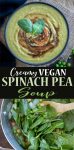 Vegan creamy spinach pea soup