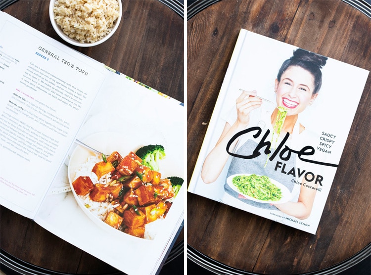 Collage of a recipe page and cover of the Chloe Flavor cookbook