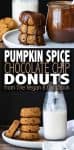 These vegan baked pumpkin donuts are fluffy, soft and perfectly moist. You won't believe they are made without oil or butter and with a gluten-free option! #vegandesserts #glutenfreerecipes