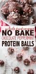 A festive vegan holiday treat made in only 5 minutes! These no bake chocolate peppermint balls even have a trick to keeping them whole food and healthy. #vegandessertrecipes #veganchristmas