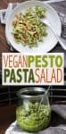 A vegan pesto pasta with a delicious twist you've never seen before. Eat it warm or cold and throw in your favorite veggies, it's a perfect well rounded meal! #veganrecipes #vegansaladrecipes #ad