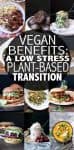 Vegan health benefits are huge reason to try a plant based lifestyle. Learn the best tips for transitioning to a vegan diet without pressure to be all or nothing. #vegandietplan #vegantransition