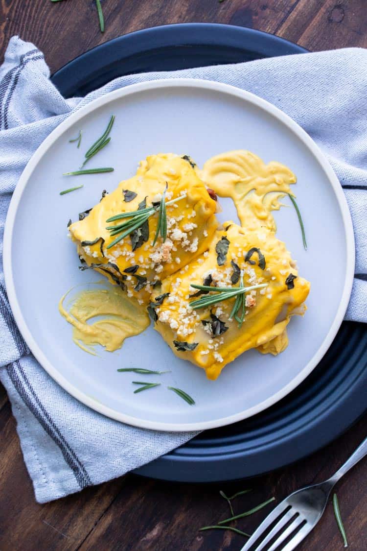 vegan butternut squash lasagna roll ups