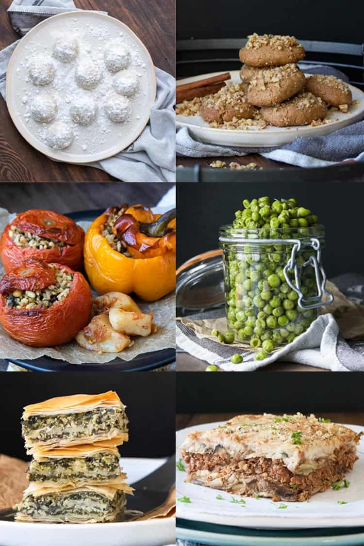 Collage of different Greek recipes for Christmas.