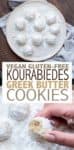 A Greek butter cookie that's vegan, gluten-free and with a healthier butter free option. Both Kourabiedes versions are incredible and Greek dad approved! #greekrecipes #vegancookies