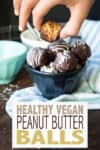 These healthy peanut butter balls taste like pure decadence. Easily made with a few whole food ingredients, these are a wholesome snack any time of day! #healthysweetsnacks #vegantreats