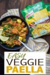 This veggie paella recipe is so easy to make and super affordable. It's an all in one meal with veggies and protein plus it's packed with flavor with the @knorr yellow rice! #easyveganmeals #cheapdinners #KnorrPartner