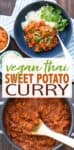 This vegan sweet potato curry is easy to make, ultra flavorful and creamy. Pair it with rice or even some extra veggies for a perfect well rounded meal! #veganindianrecipes #healthydinnerrecipes
