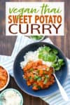 This vegan sweet potato curry is easy to make, ultra flavorful and creamy. Pair it with rice or even some extra veggies for a perfect well rounded meal! #veganindianrecipes #healthydinnerrecipes