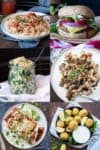 Collage of meals all made with vegan pantry staples