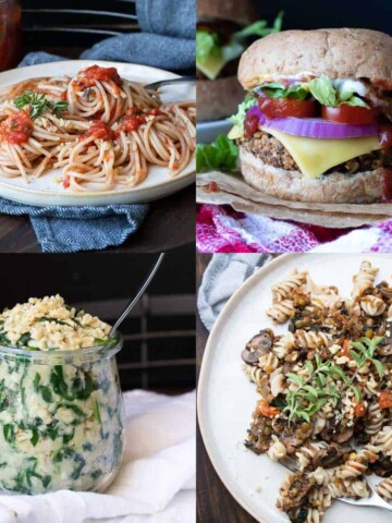 Think you can't make a meal out of what you have stocked up? Think again! This collection of recipes is based using vegan fridge and pantry staples. All delicious and satisfying. #veganpantrystaples #easyveganmeals