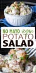 This vegan potato salad is one of my husband's favorite recipes! It is made with all whole foods, no mayo, and pairs perfectly with just about anything. #veganrecipes #picnicfoodideas