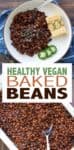 Having basic picnic staples is a must as the weather warms up. These vegan baked beans are packed with flavor and can be served with so many other recipes! #veganbeanrecipes #picnicfood