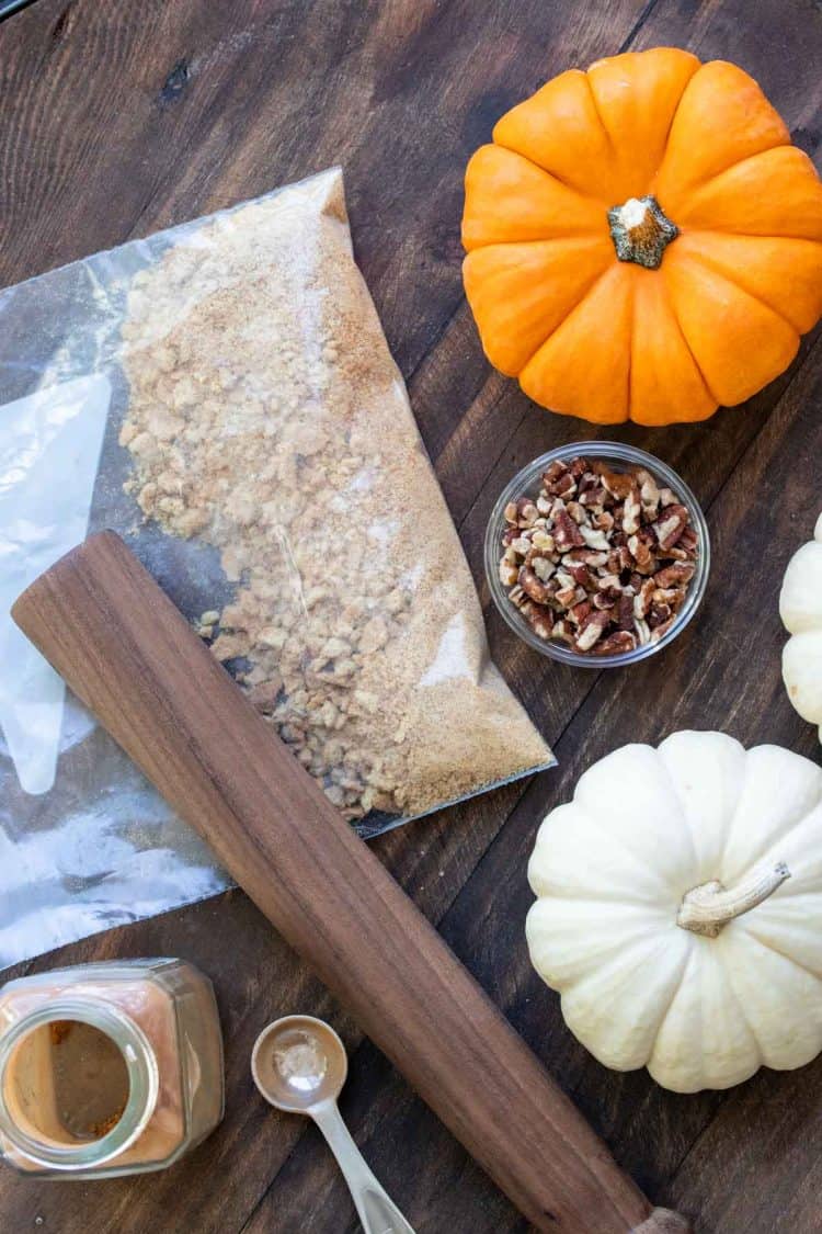 Top view of ingredients for pumpkin energy balls