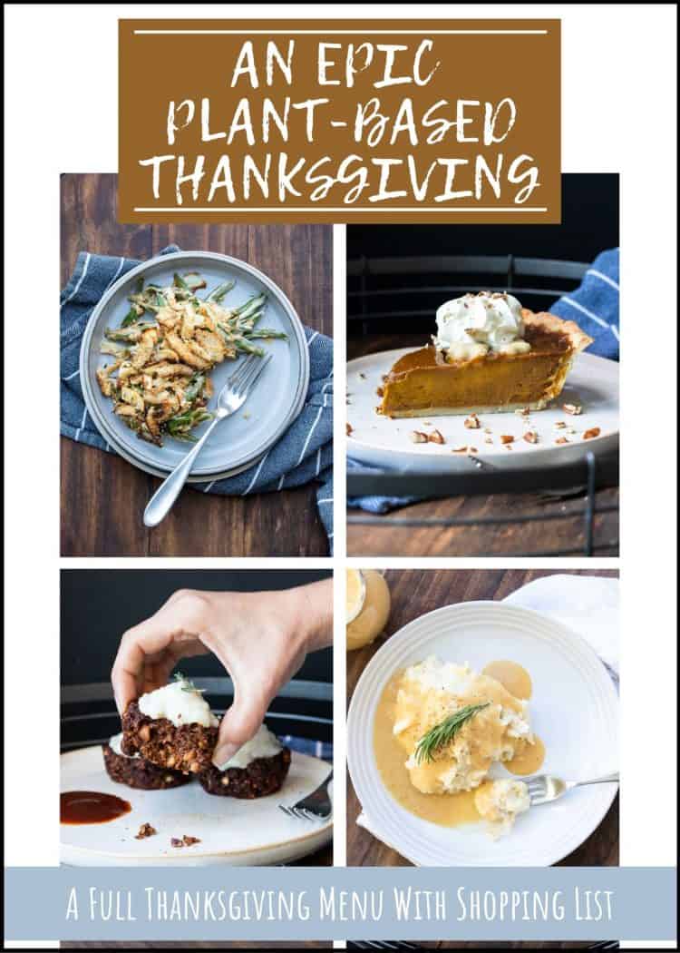 Cover of a Thanksgiving menu eBook with photos of thanksgiving recipes and overlay text