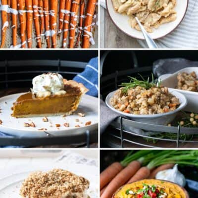 Collage of photos of food for Thanksgiving