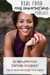 Overlay text on growing food with a photo of a woman of color holding an apple