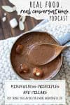 Overlay text on mindfulness with a photo of a mug of hot chocolate with marshmallows and a spoon