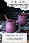 Two purple smoothies with berries on top with overlay text on food hacks