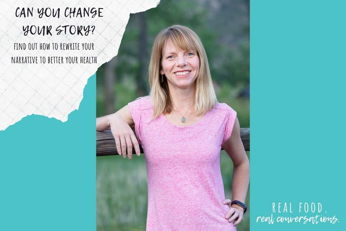 Overlay text and a turquoise color block with a woman in a pink shirt smiling