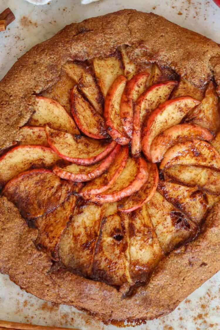 Top view of an apple galette
