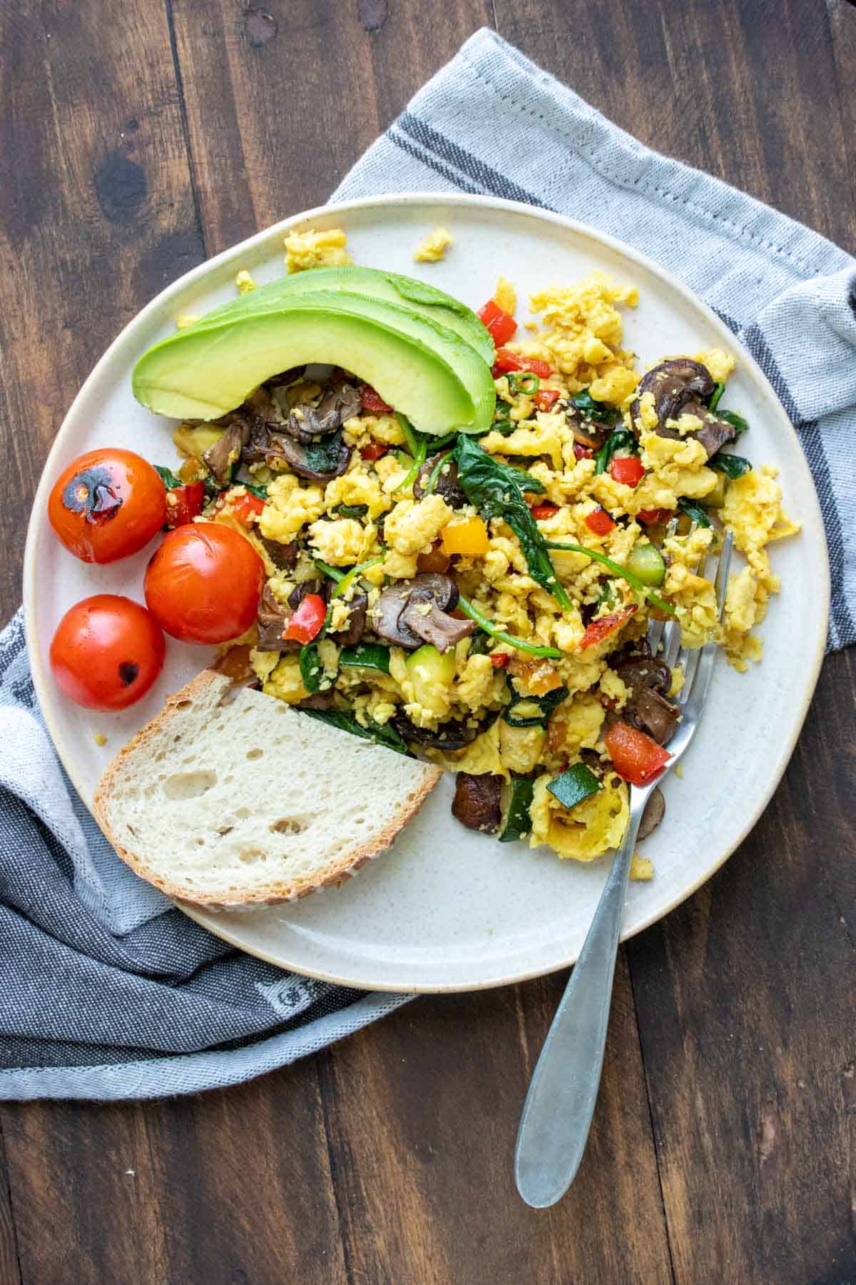 Scrambled eggs, Sausage and Avocado
