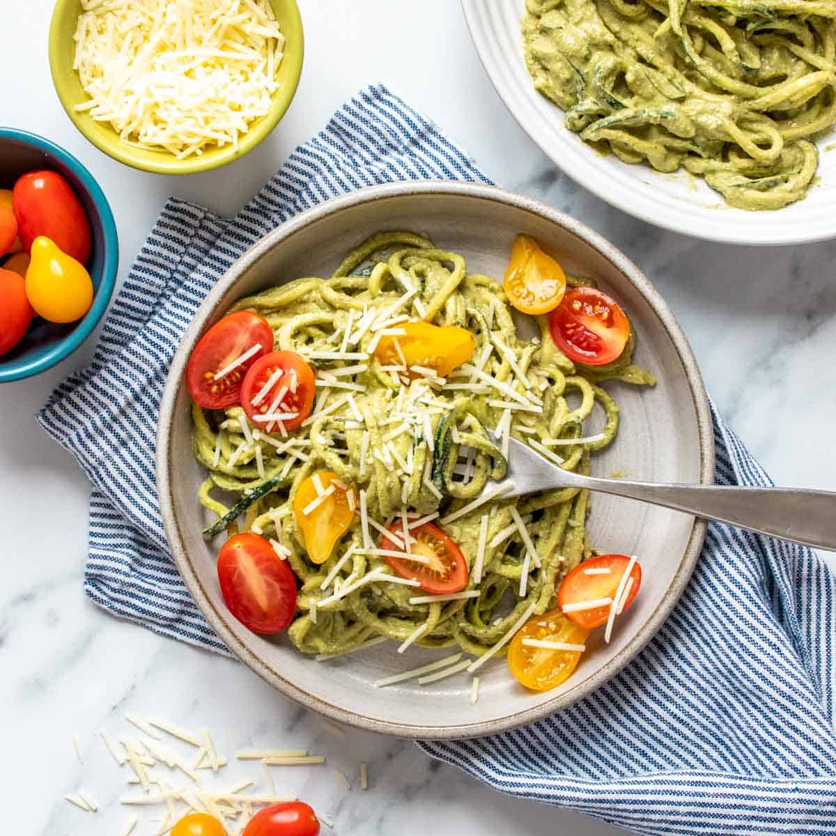 Zucchini Noodles With Pesto Veggies Don't Bite